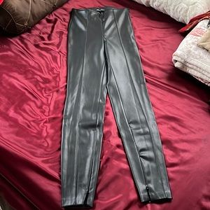 Zara fleece lined leather pants. Zipper at waist and ankles for better fit.